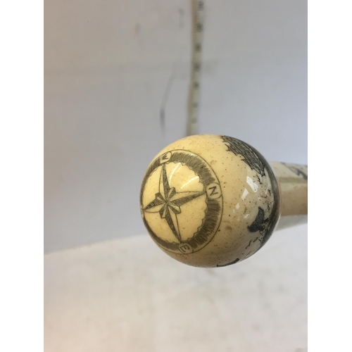 432 - Scrimshaw Walking Stick, Lovely Piece