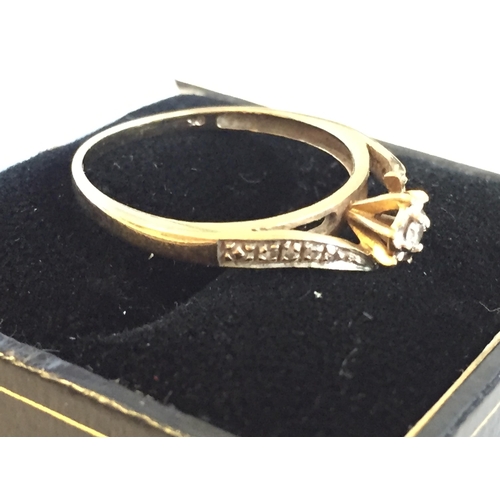 55 - 9ct Gold Diamond Twist Single Stone Ring, size R.



2098424