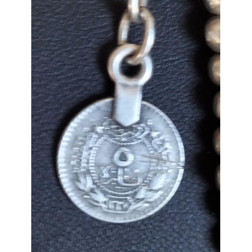 122 - White Metal Coin Set Necklace