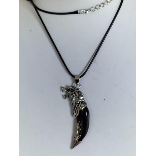 16 - White Metal Wolf Pendant