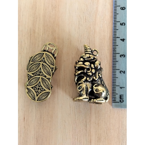 17 - Two Well Cast Miniature Brass Ornaments