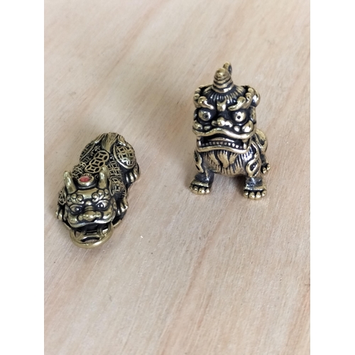 17 - Two Well Cast Miniature Brass Ornaments