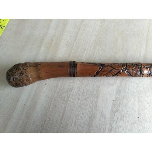 62 - Very well Made Tight Fitting Bamboo Carved Sword Stick. Lovely Piece