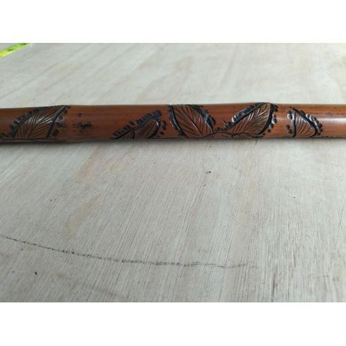 62 - Very well Made Tight Fitting Bamboo Carved Sword Stick. Lovely Piece