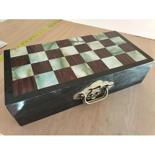 82 - Very Good Quality Large Heavy Pewter Chess Set in Fitted Board Case,