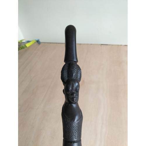 68 - Tribal Hardwood Carved Walking Stick, Carved from one piece of wood