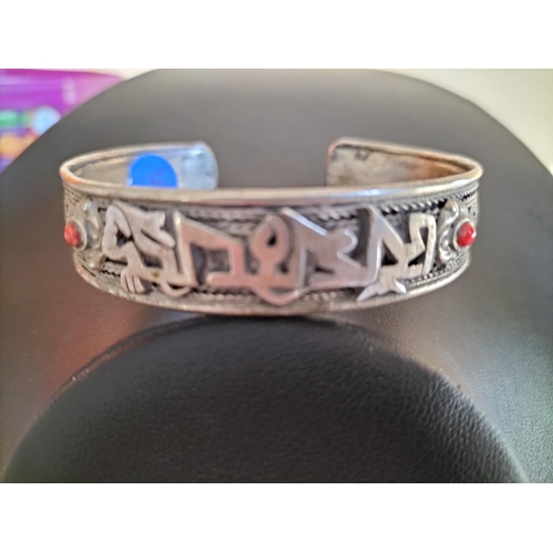 107 - Middle Eastern Jewel Set Torque Bangle