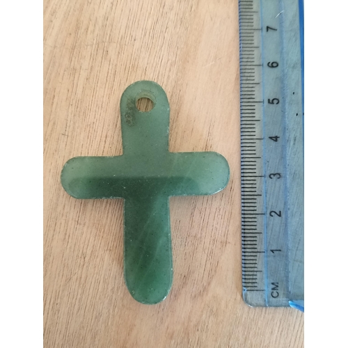 103 - Large Jade Cross Pendant