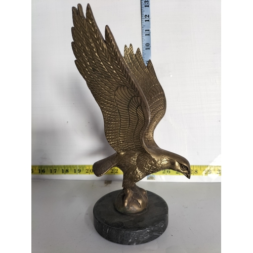 35 - Heavy Brass Eagle on Marble Base