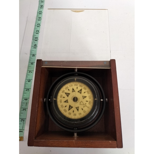 47 - Vintage Ships Compass in Case