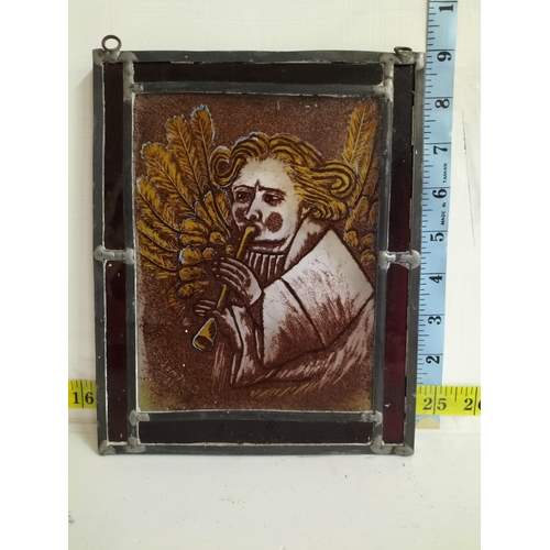 60 - Flute Playing Angle Stained Glass Panel