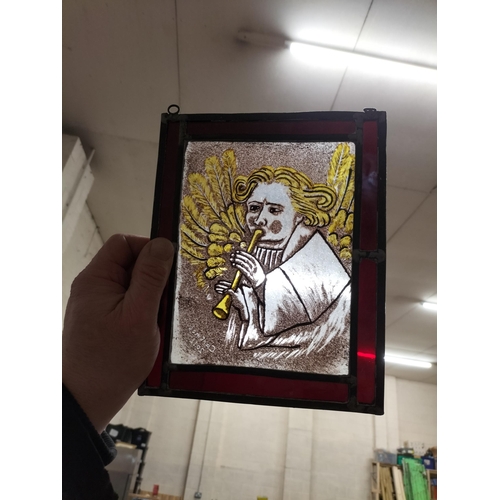 60 - Flute Playing Angle Stained Glass Panel