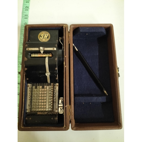 64 - Antique Seidal & Naumann German mechanical Adding Machine in Original Fitted Case