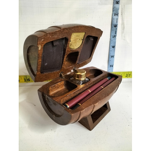 65 - Glen Morangie Barrel Shaped desk Inkwell Set