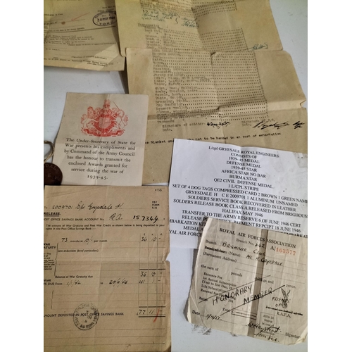 90 - WW2 Group Medals with France & Germany Star, Badges & paperwork