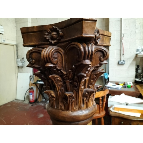 274 - Solid Wood Corinthian Carved Column, Shipping Unavailable