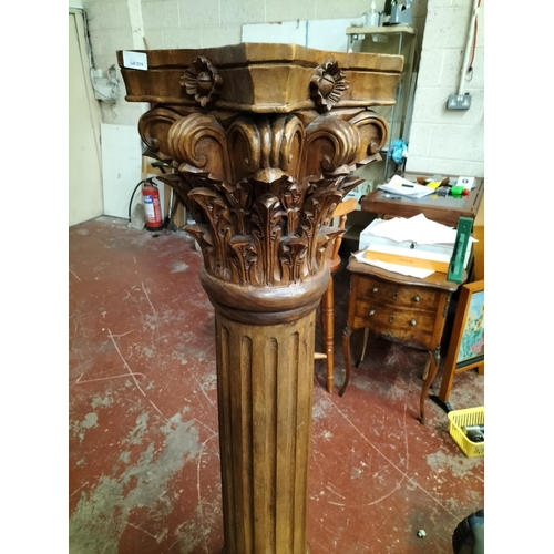 274 - Solid Wood Corinthian Carved Column, Shipping Unavailable