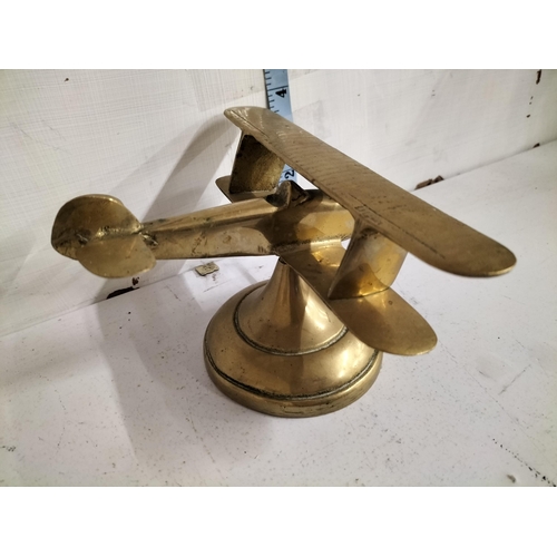 293 - Brass Aeroplane Desk Piece