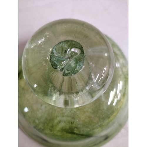 296 - Bolle 1971 Clear White & Green Glass Hand Blown Dish