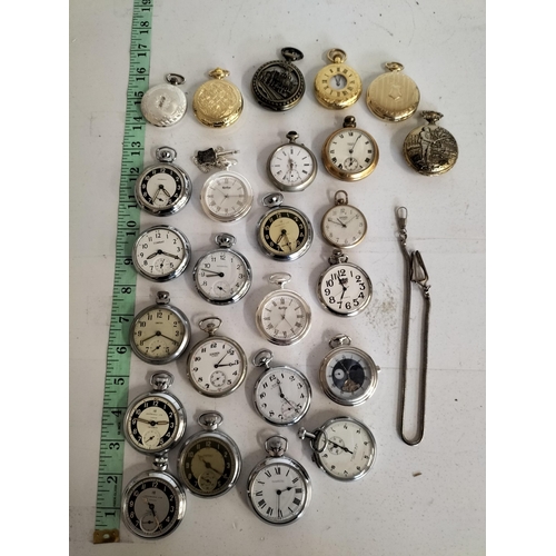 4 - Job Lot of Mechanical & Quartz Pocket Watches, Spares/ Repairs. x 25.

411157