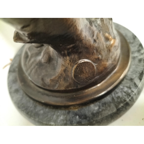 255 - Signed Bronze Cherub Playing Violin on Marble Base