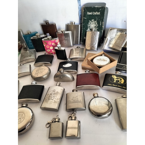 189 - Very Good Selection of Hip Flasks, Inc Vintage, Leather, Modern, Stainless Steel etc. Very Good Lot.... 