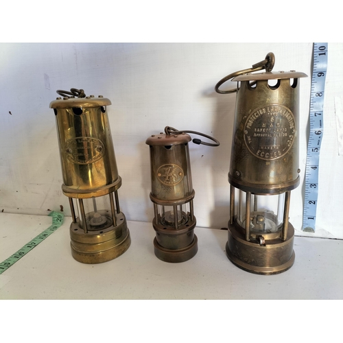 192 - Brass Antique/Vintage Minors Lamps X 3.

575890