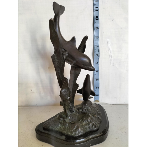 237 - Bronze Dolphin Sculpture on Base