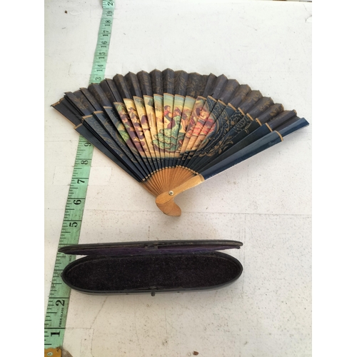 298 - Good Quality Hand Fan & a Lacquered Jewellery Box