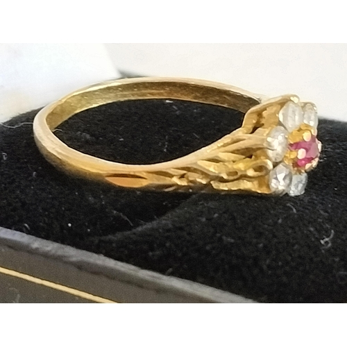 7 - 22ct Asian Gold, Diamond & Ruby Ring,size m 1/2