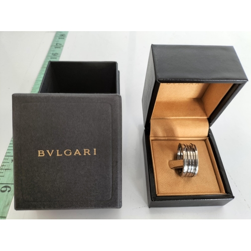 Bvlgari Silver Ring with Box, size U 1/2