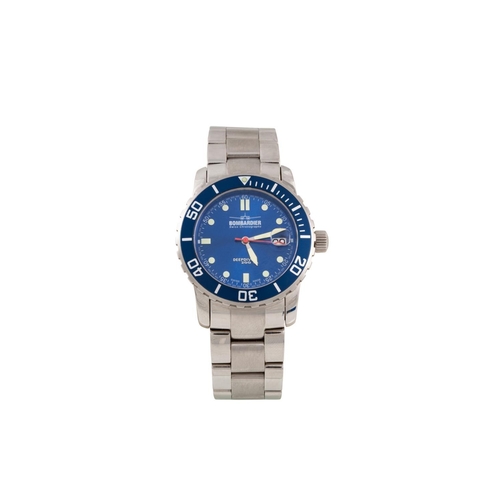 314 - A MID SIZE BOMBARDIER STAINLESS STEEL  DEEP DIVER WRIST WATCH, blue face with date, four spare links... 