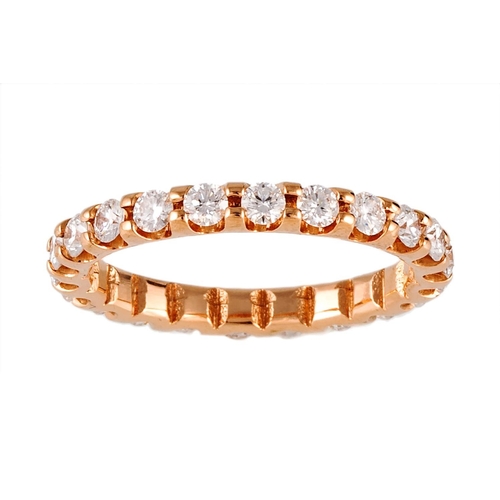 61 - A FULL BANDED DIAMOND ETERNITY RING, the brilliant cut diamonds mounted in 18ct gold. Estimated; wei... 