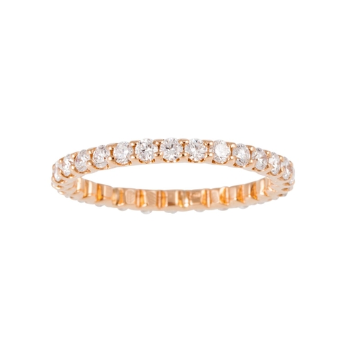 101 - A DIAMOND FULL BANDED ETERNITY RING, the brilliant cut diamonds mounted in 18ct rose gold. Estimated... 