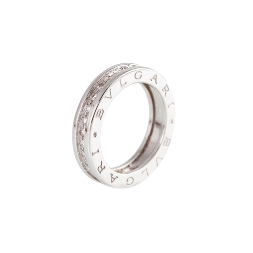 130 - A BULGARI B - ZERO RING, set with brilliant cut diamonds, mounted in 18ct white gold, size L - M