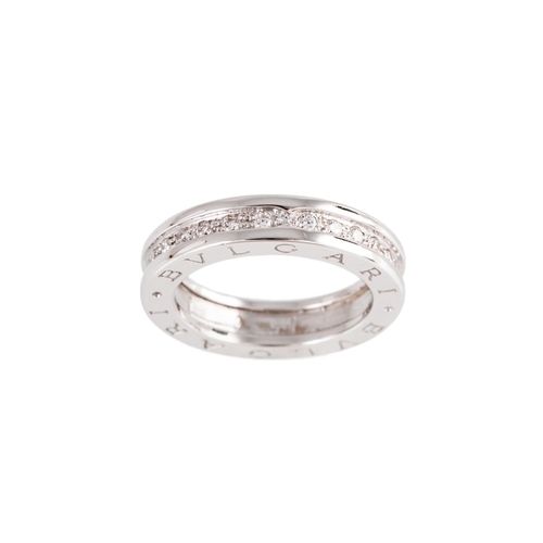 130 - A BULGARI B - ZERO RING, set with brilliant cut diamonds, mounted in 18ct white gold, size L - M