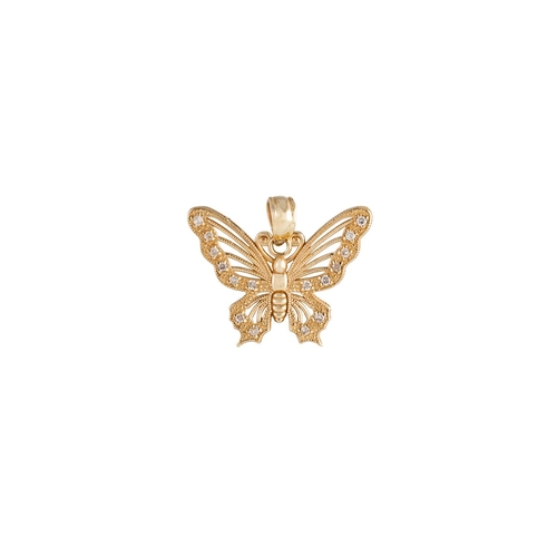 161 - A DIAMOND SET BUTTERFLY PENDANT, mounted in yellow metal