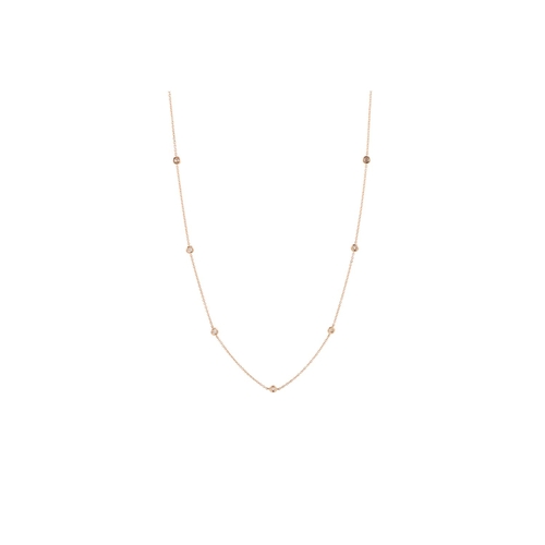 33 - A DIAMOND SET CHAIN, the brilliant cut diamonds collet set between rose gold chain links. Estimated;... 