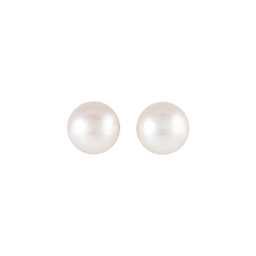 86 - A PAIR OF CULTURED PEARL STUD EARRINGS, mounted in yellow gold, 6.2 mm