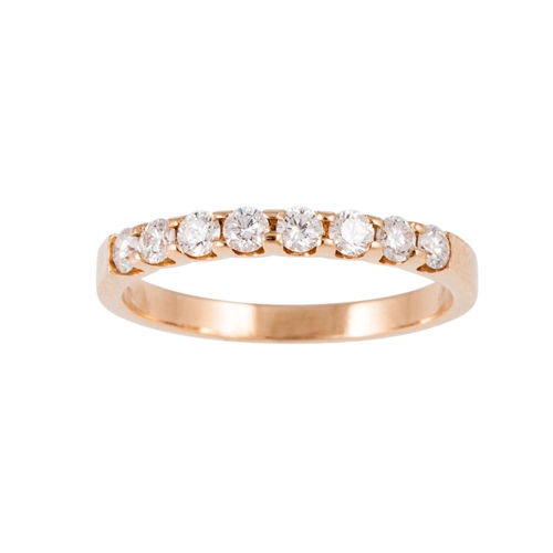 95 - A DIAMOND HALF ETERNITY RING, the brilliant cut diamonds mounted in 18ct rose gold. Estimated; weigh... 