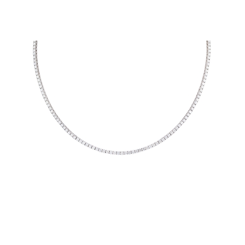 26 - A DIAMOND LINE NECKLACE, the brilliant cut diamonds mounted in 18ct white gold.  Estimated; weight o... 