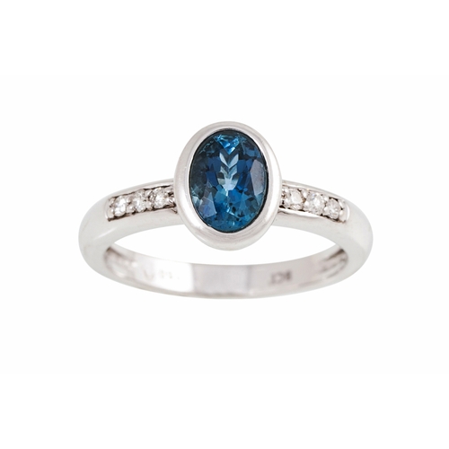 60 - A DIAMOND AND GEM SET RING, mounted in 18ct white gold, size M