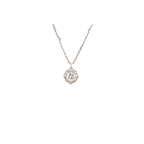 37 - A DIAMOND SOLITAIRE RING/ PENDANT, the round brilliant cut diamond mounted in 18ct white gold combin... 