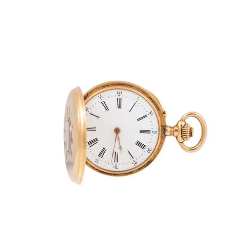 194 - AN 18CT GOLD VACHERON CONSTANTIN HALF HUNTER POCKET WATCH, Roman numerals