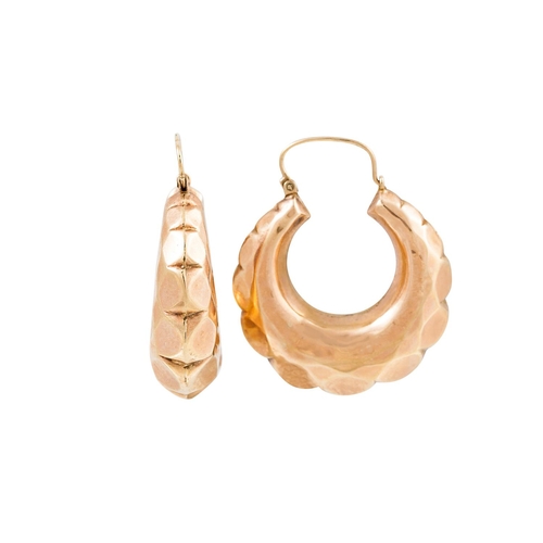 214 - A PAIR OF GOLD HOOP EARRINGS