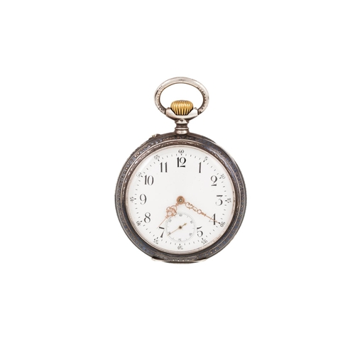 220 - TWO LATE 19TH CENTURY CONTINENTAL SILVER (.800) OPEN FACED POCKET WATCHES, white enamel dial, separa... 