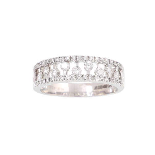 343 - A DIAMOND HALF ETERNITY RING, of openwork form, set with brilliant cut diamonds, mounted in 18ct whi... 