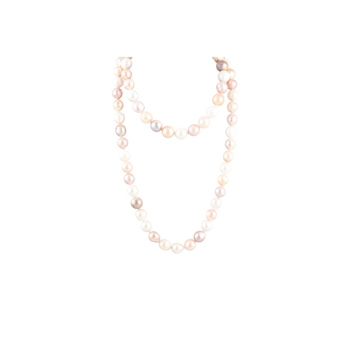 175 - A SET OF BAROQUE PEARLS, 35'' multi-toned