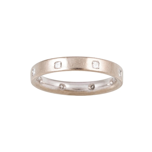 213 - A DIAMOND SET BAND, mounted in 18ct white gold, size I