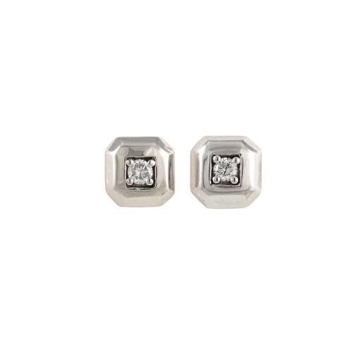 230 - A PAIR OF DIAMOND SET EARRINGS, 18ct gold collet mounts. Estimated: weight of diamonds: 0.12 ct